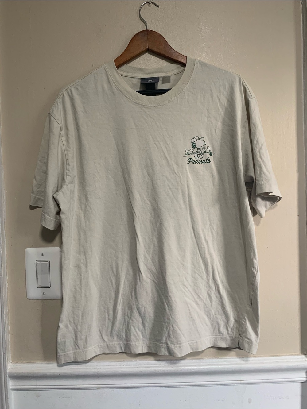 Peanuts Snoopy Country Club Golf T Shirt Mens Medium Cream Off White Graphic